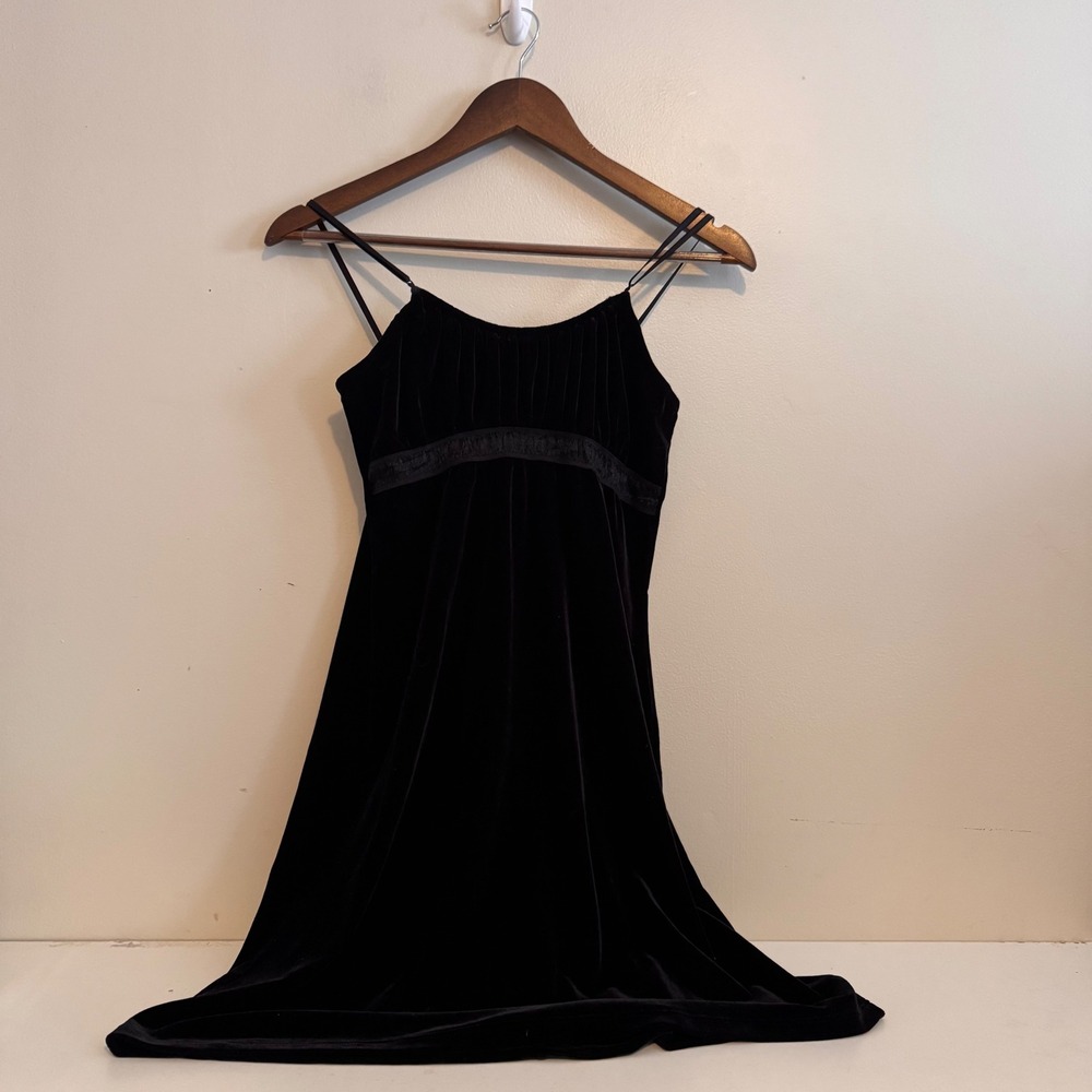 Y2K VTG One Clothing Women's Lg Black Velvet Mini Dress Whimsigoth Fall